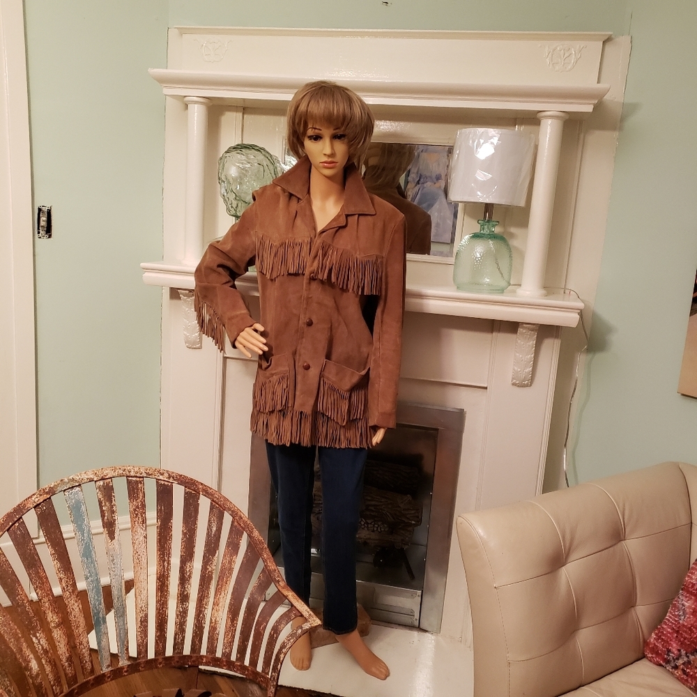 Vintage unisex jacket coat suede leather retro